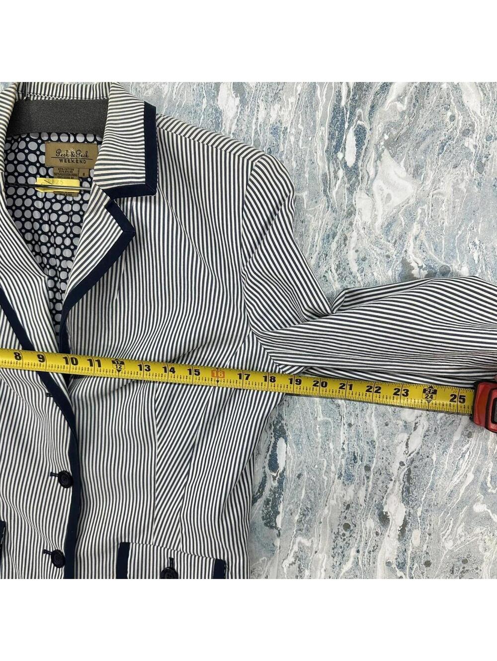 Peck & Peck Weekend Striped Navy White Women's Blazer (8) - Picture 6 of 8